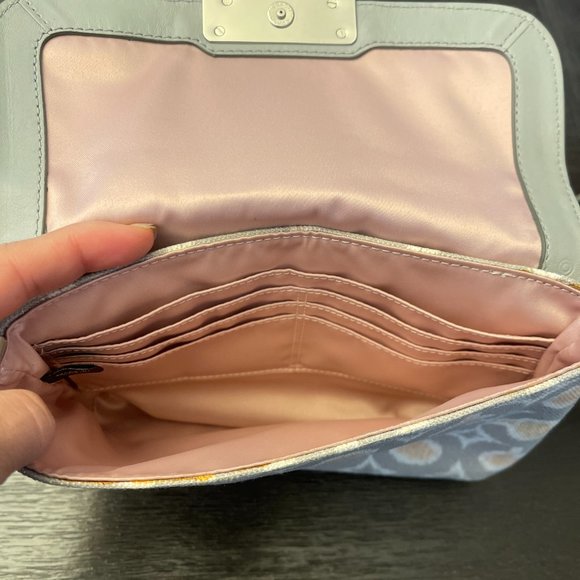 Coach Crossbody Pastel Gray Pink/Peach Bag Spring / Easter Converts to Hand Bag - Picture 5 of 9